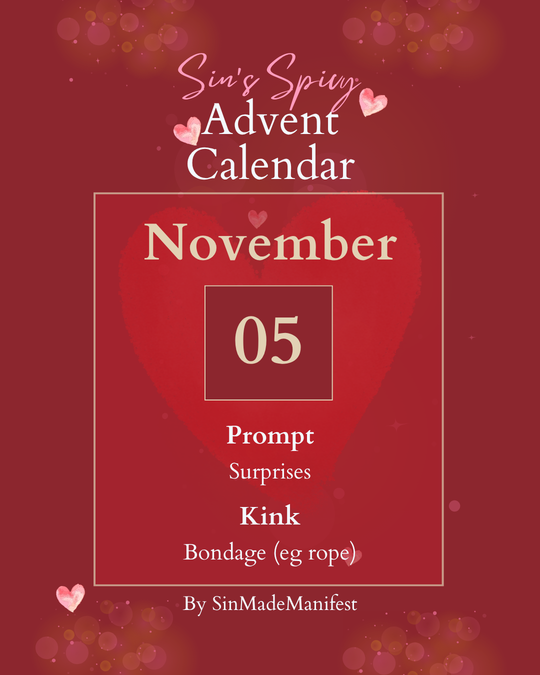 Sin's Spicy Advent Calendar — Week 1's prompts!