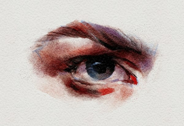 A drawing of a masculine eye.